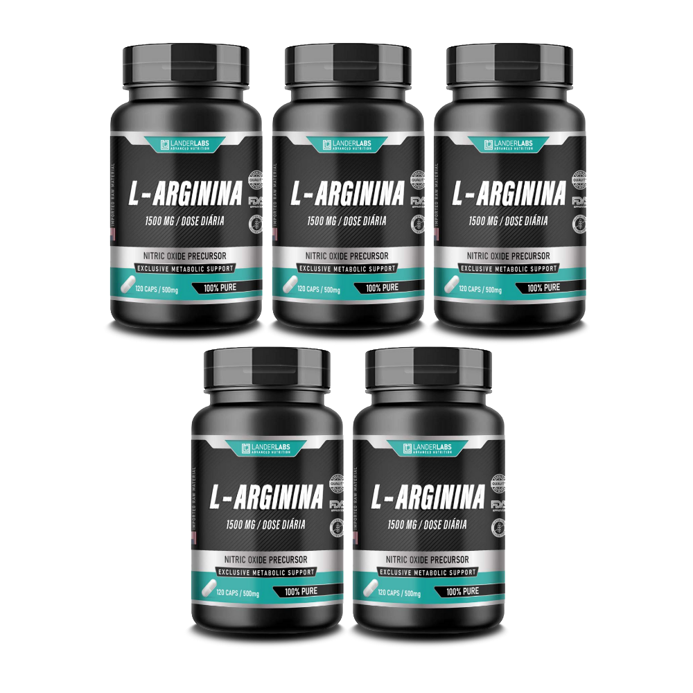 Kit 3 L-Arginina Lander Labs 1500mg – 120 cápsulas