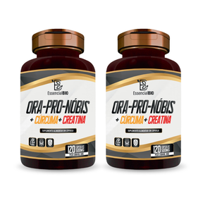 Kit 3 Ora-Pro-Nóbis + Cúrcuma + Creatina Essencial Bio 500mg – 120 cápsulas
