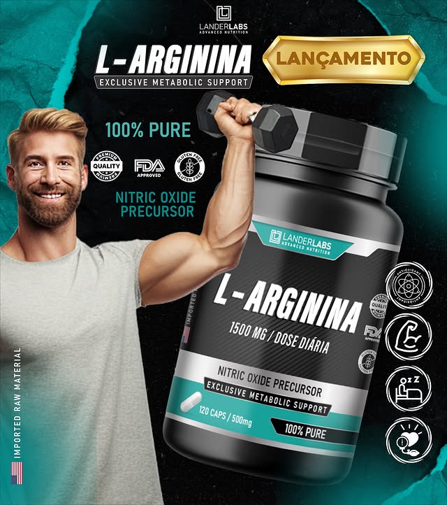 Kit 3 L-Arginina Lander Labs 1500mg – 120 cápsulas